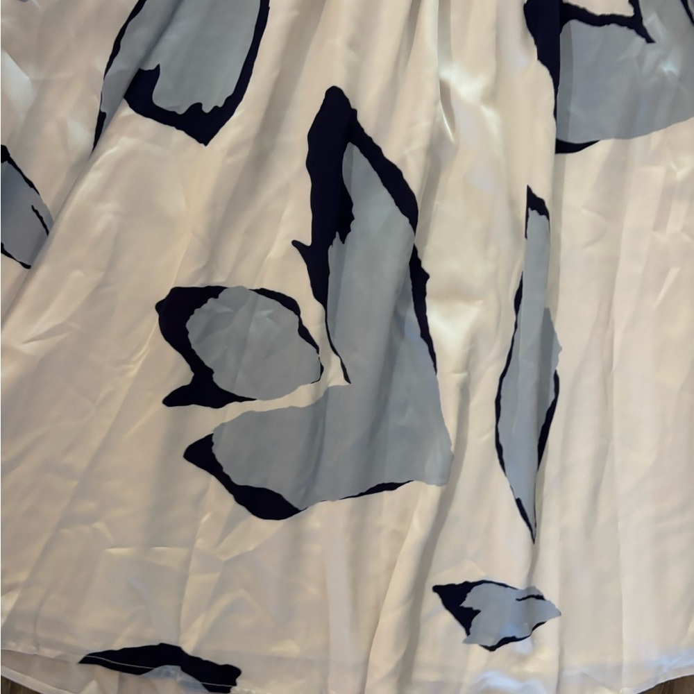 Worthington White Maxi Skirt with Blue Floral Print Sz XLT - Picture 7 of 12
